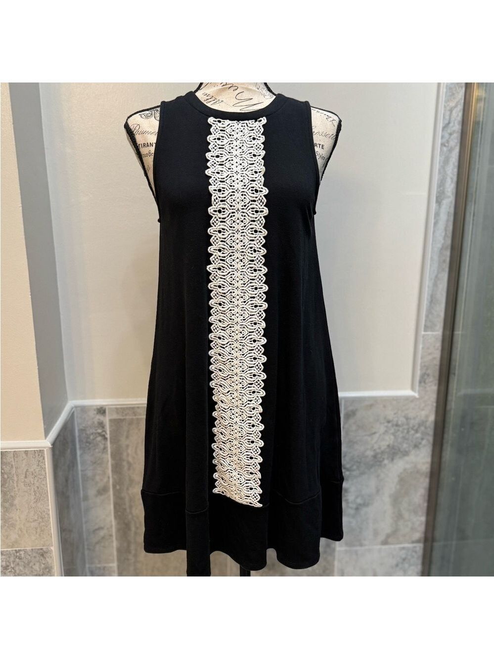 Altar'd State Black Dress White Lace Detail